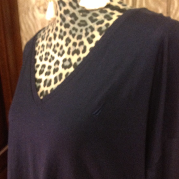 NEW Nautica Rich NAVY BLUE 100% Cotton Top XXL 3/4 SLEEVE - Picture 4 of 8